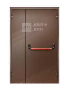 Уличная противопожарная дверь с отделкой коричневым МДФ ДП-038